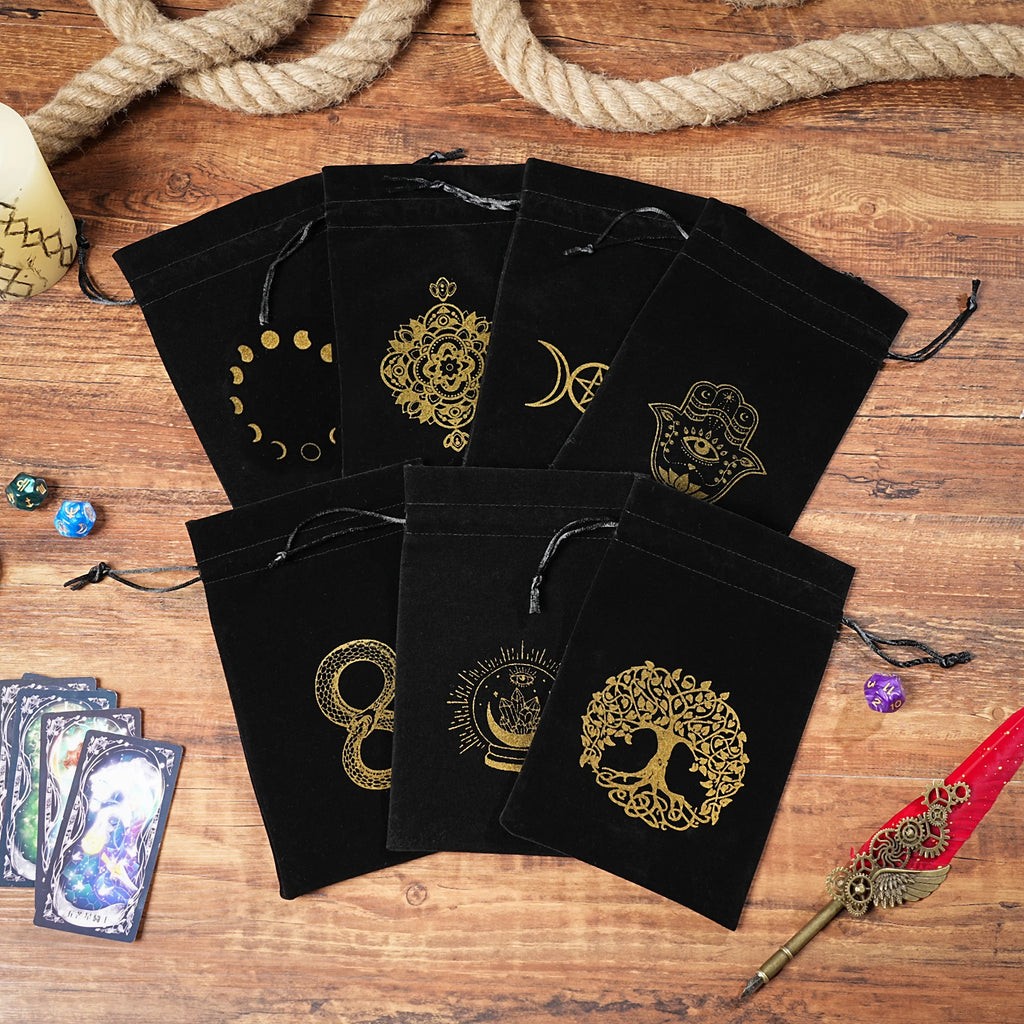 15/1pcs 14x22cm Black Velvet Moon Phase Tarots Cards Storage Bag Jewelry Pouch Travel Cosmetic Gift Bag Hand bag Coin Dice bag