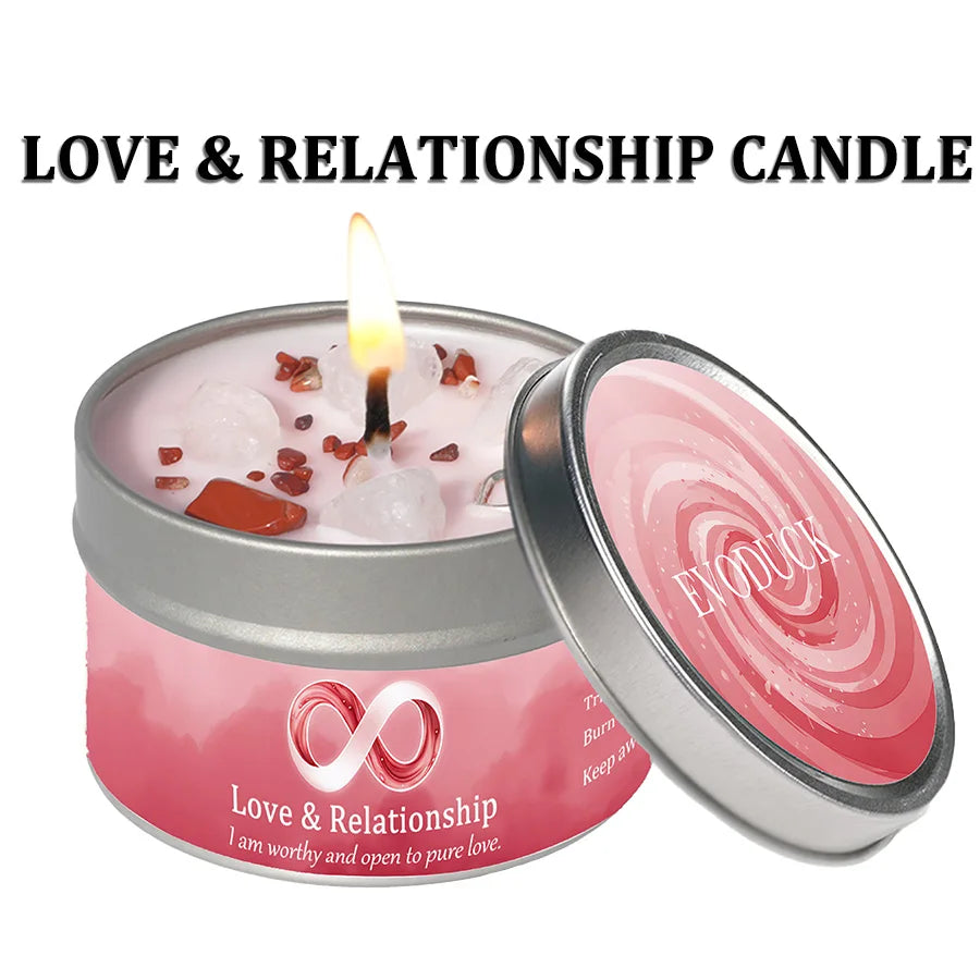 Law of Attraction Peace Ritual Candle, Lavender & Chamomile Aroma with Healing Crystals, Great for Holiday Gifting Christmas