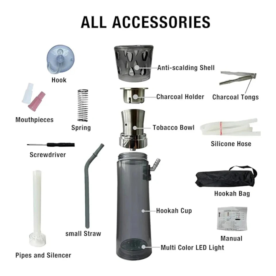 LED Arabic Cup Portable Shisha Hookah Fashionable Removable  Holder Handheld Car Hookah Household  In The Car