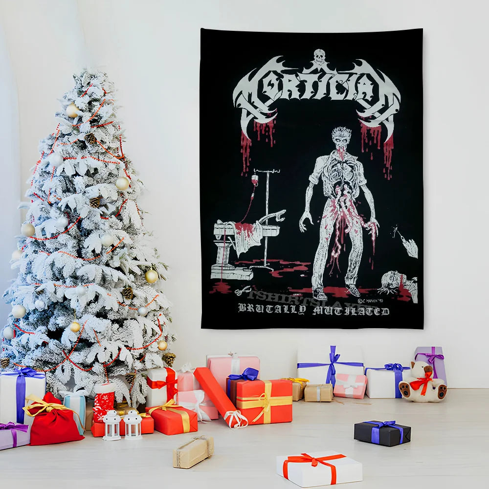Black Metal Band Logo Wall Tapestry Heavy Rock Gothic Art Decor Bedroom Enhance spatial aesthetics without flagpole Quick Setup