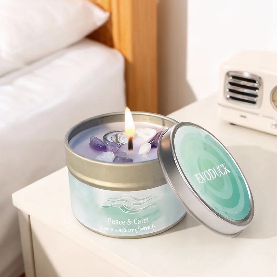Law of Attraction Peace Ritual Candle, Lavender & Chamomile Aroma with Healing Crystals, Great for Holiday Gifting Christmas