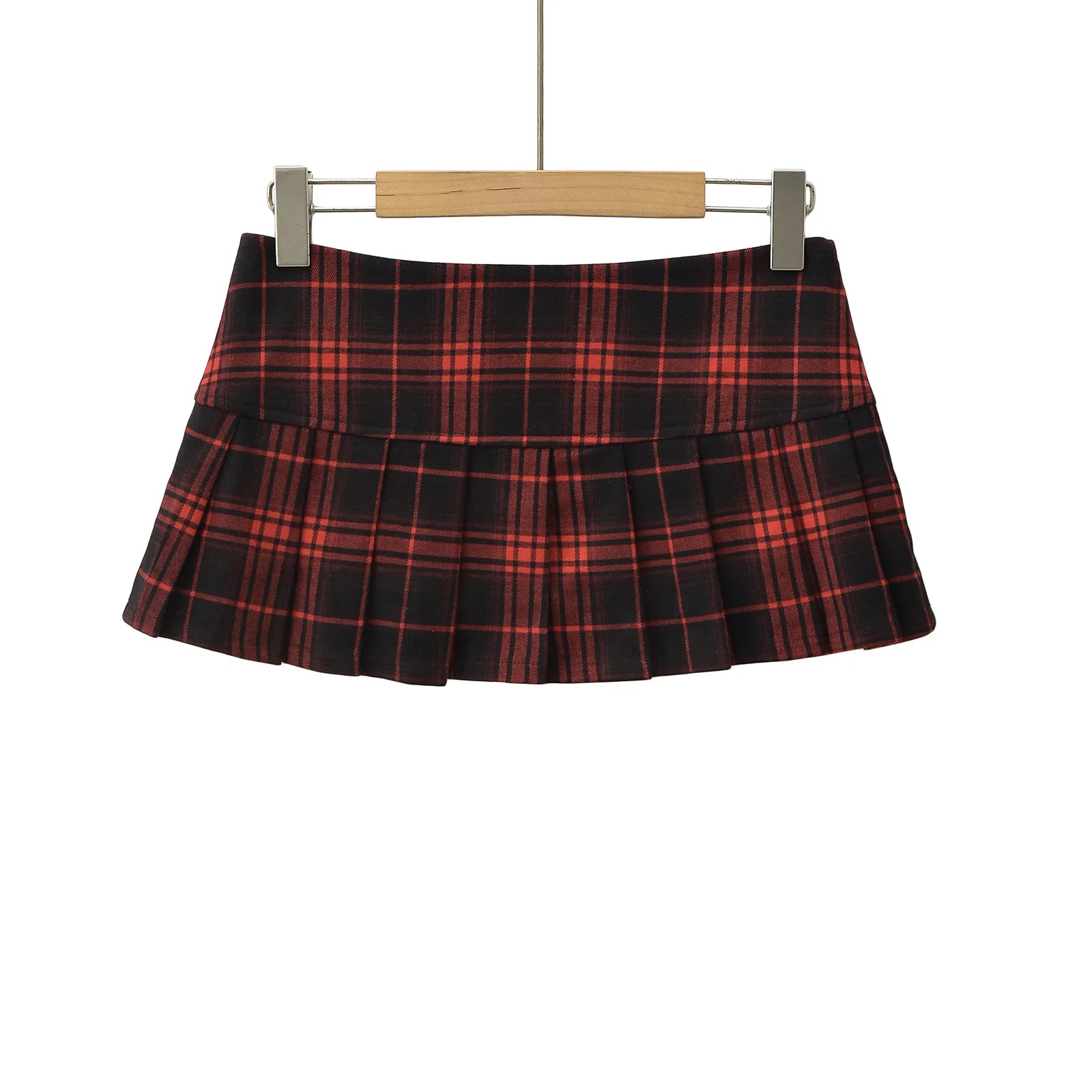 Summer Mini Skirts For Woman Vintage Korean Fashion Red Plaid Skirt Women Y2k Clothes Skirts Buttons Pleated Skirts Preppy Style