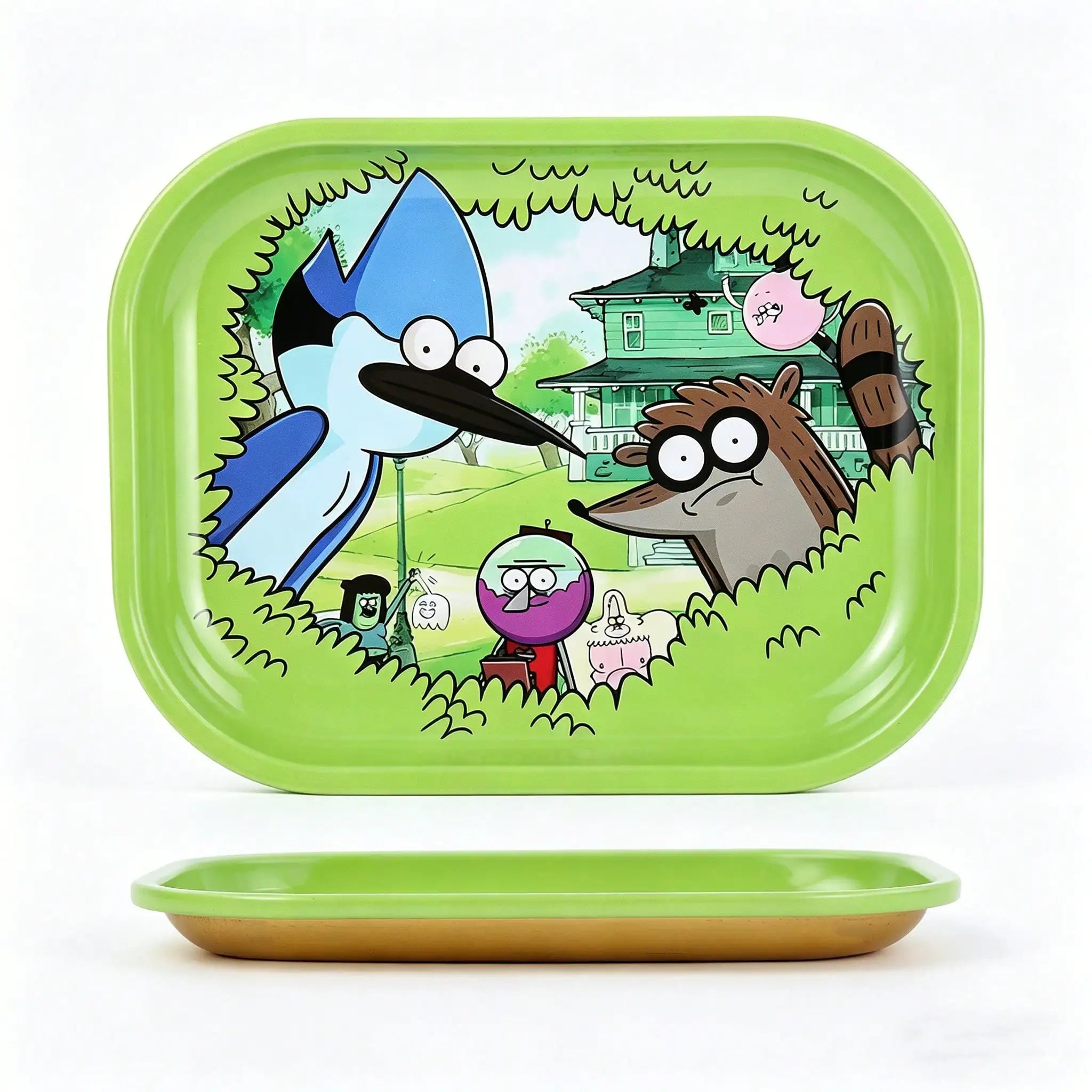 1/2 Pieces Cartoon Bird and Raccoon Metal Rolling Tray and Herb Grinder
