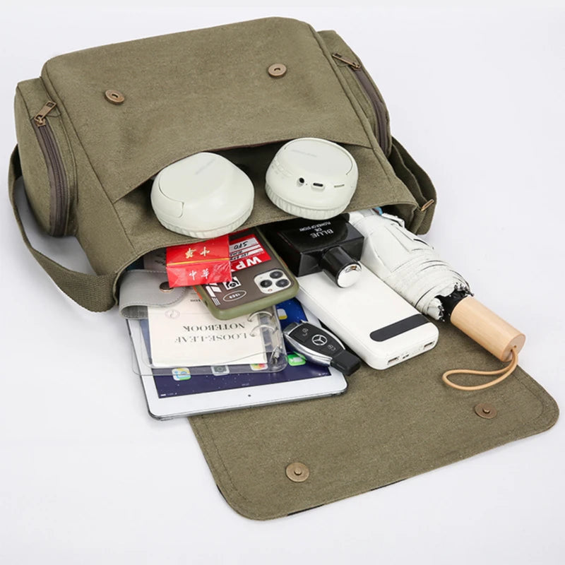 Casual Women's Men's Crossbody Bag Cat Print Canvas Shoulder Bag Large Capacity Laptop Messenger Bag