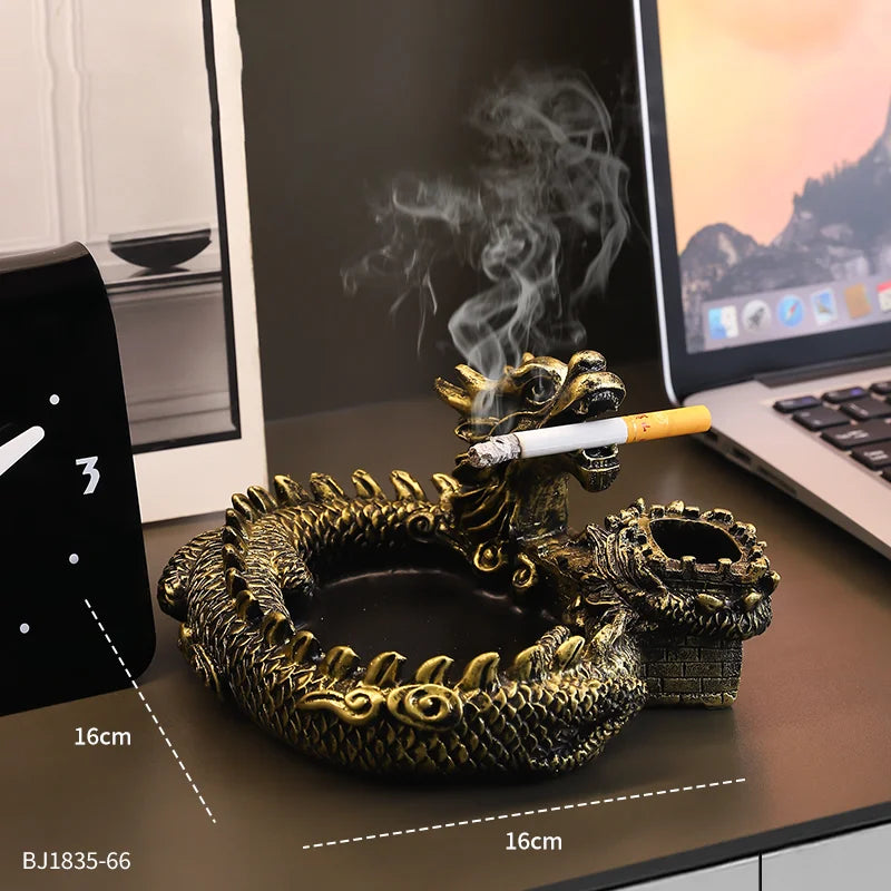 Creative Panlong Ashtray Series Decoration Living Room Office Desktop Decoration Retro Home Multi Functional Gift for Boyfriend