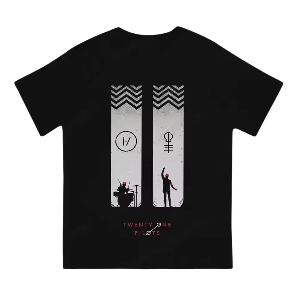 Twenty One Pilots Band World Tour Back T-shirt Women Men Short Sleeve Oversized Rapper Hip Hop Punk Street Harajuku Unisex Tees
