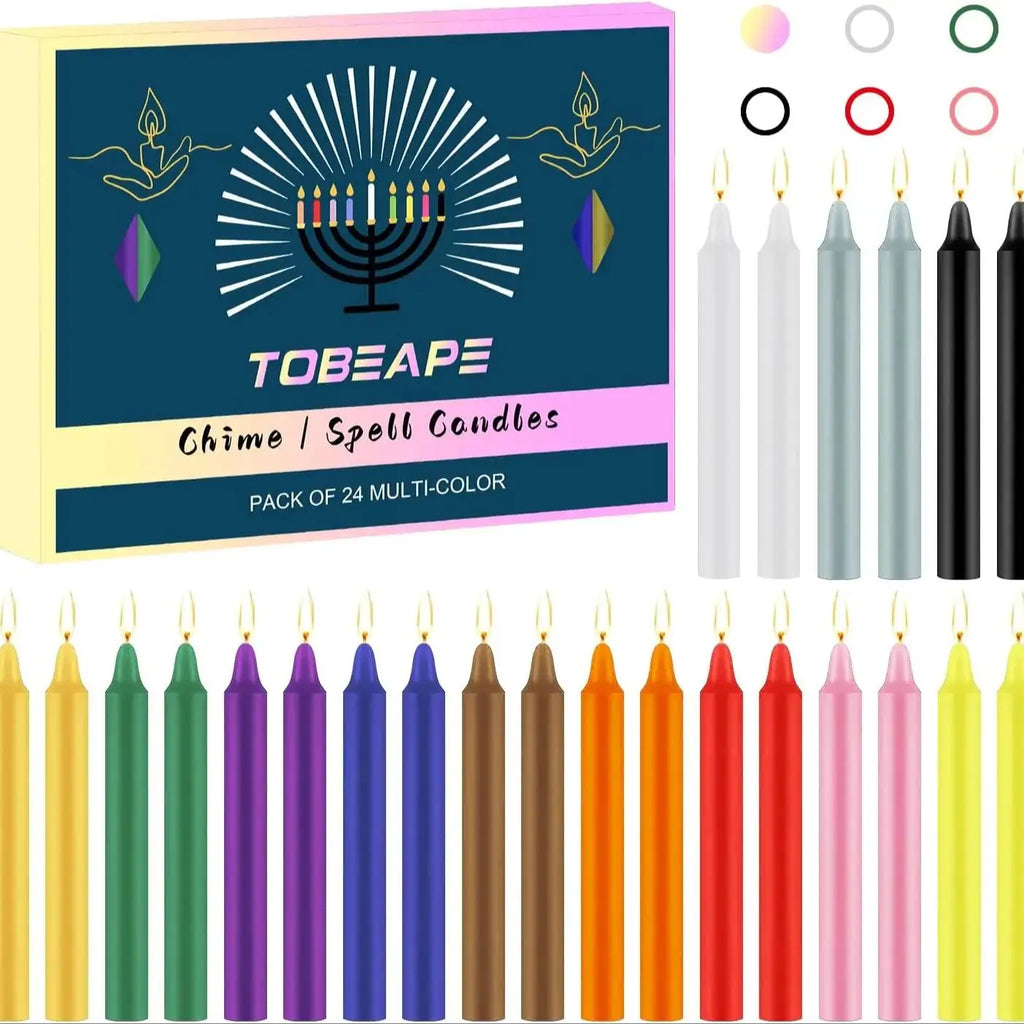 24 Pieces of 4-Inch Colored Stick Candles, Drip-Free, Smokeless, Unscented, Household Dinner Candles, Hand-Poured, High-Quality, Suitable for Churches, Homes, Weddings, Parties, Seasonal Celebrations, Emergencies, and Home De