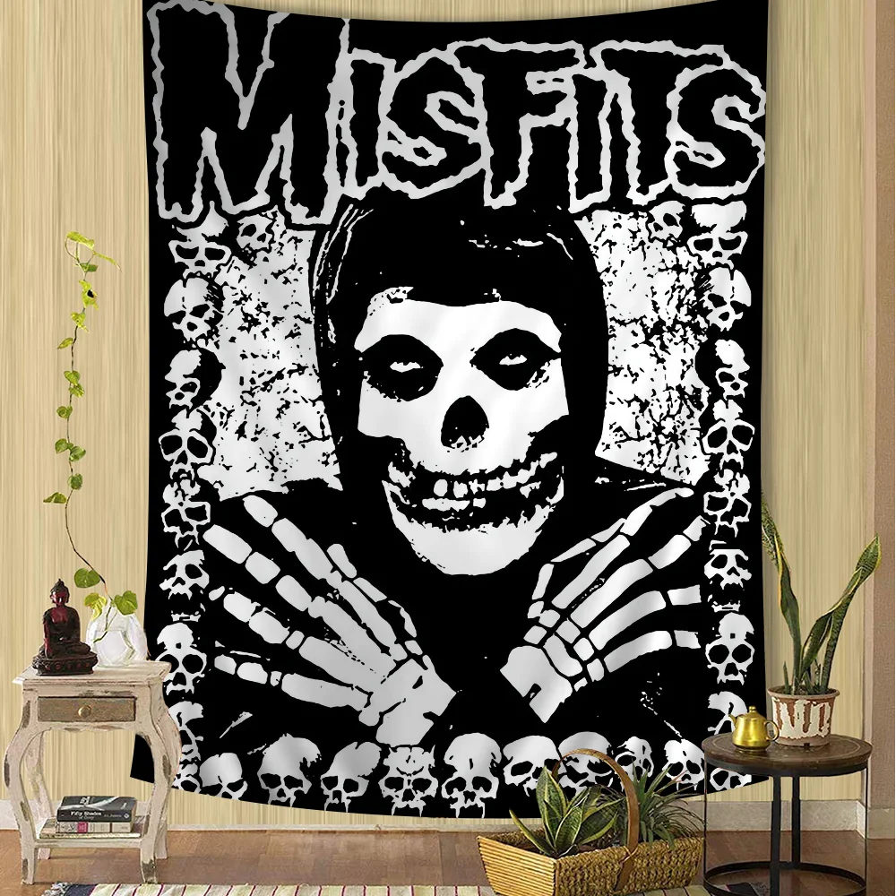 Misfits Hot Poster Horror Punk Rock Music Printed Large Wall Tapestry Hanging Tarot Hippie Wall Rugs Dorm Art Home Decor