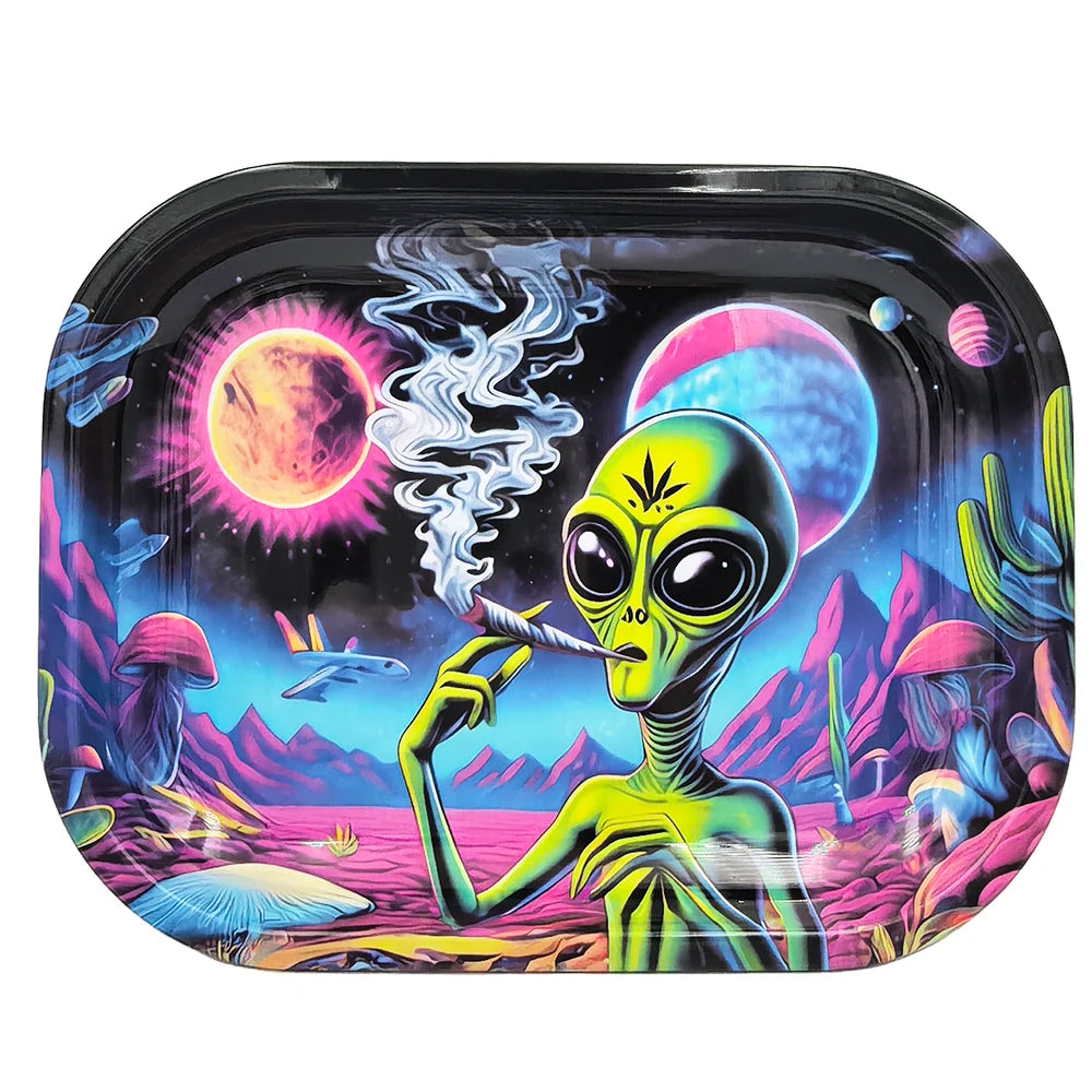 7X5.5inch Metal Tobacco Rolling Tray Multi Cigarette Dish Tin Storage Plate Roller Container 18*14cm Ashtray Rolling Tray