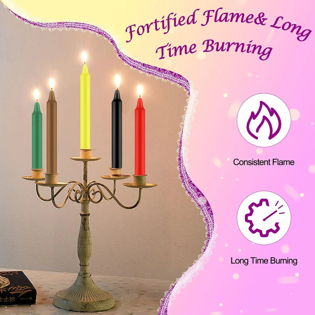 24 Pieces of 4-Inch Colored Stick Candles, Drip-Free, Smokeless, Unscented, Household Dinner Candles, Hand-Poured, High-Quality, Suitable for Churches, Homes, Weddings, Parties, Seasonal Celebrations, Emergencies, and Home De