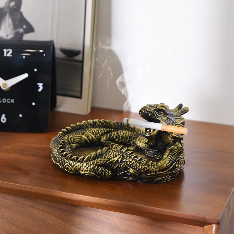 Creative Panlong Ashtray Series Decoration Living Room Office Desktop Decoration Retro Home Multi Functional Gift for Boyfriend