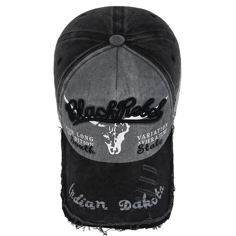 Four Seasons  Baseball Cap Casual Wash Embroidered Cap Curved Brim Bowler Sun Hat Vintage distressed