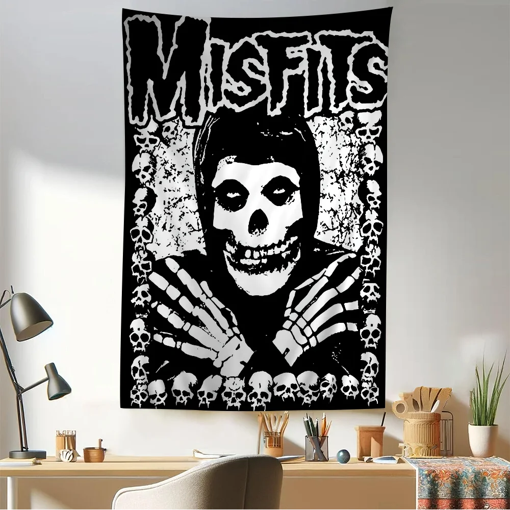 Misfits Hot Poster Horror Punk Rock Music Printed Large Wall Tapestry Hanging Tarot Hippie Wall Rugs Dorm Art Home Decor