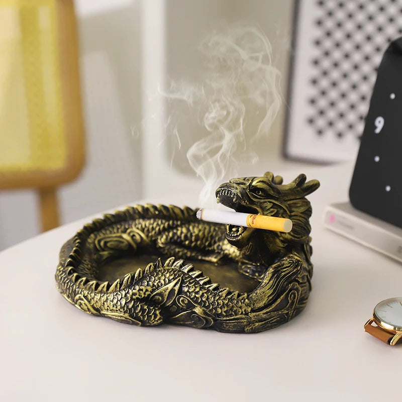 Creative Panlong Ashtray Series Decoration Living Room Office Desktop Decoration Retro Home Multi Functional Gift for Boyfriend