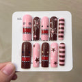 10Pcs/Set Handmade Y2K Long Square  White French press on nails，DoMo Star and Heart pattern Decoration