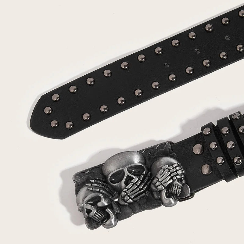 Women Brand Punk Goth Rivet Jeans Belt Men Paw Skull Buckle Waistband Y2K Fashion Decorative Waistband Daily Casual Waist Straps