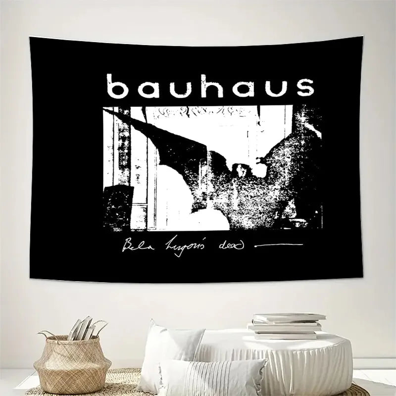 Vintage Bauhaus Tapestry Wall Hanging Gothic Dark Academia Decor Aesthetic Room Divider Home Textile Art