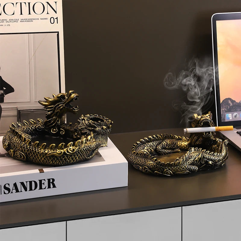 Creative Panlong Ashtray Series Decoration Living Room Office Desktop Decoration Retro Home Multi Functional Gift for Boyfriend