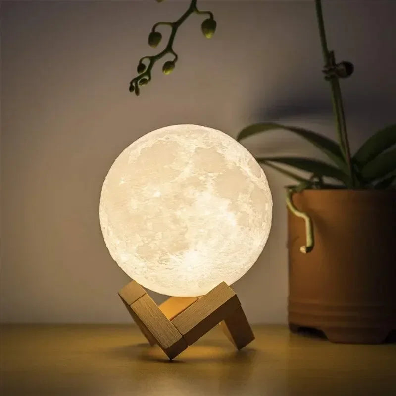 3D Printed Moon Lamp LED 16 Colors Rechargeable Night Light Touch The Moon Children's Night Light Home Decor Birthday Gifts