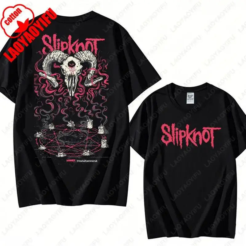 Vintage S-Slipknots Prepare for Hell Tour Black Cotton Tshirt Heavy Metal Rock Band Men Women  Hip Hop Aesthetic Graphic Tshirts