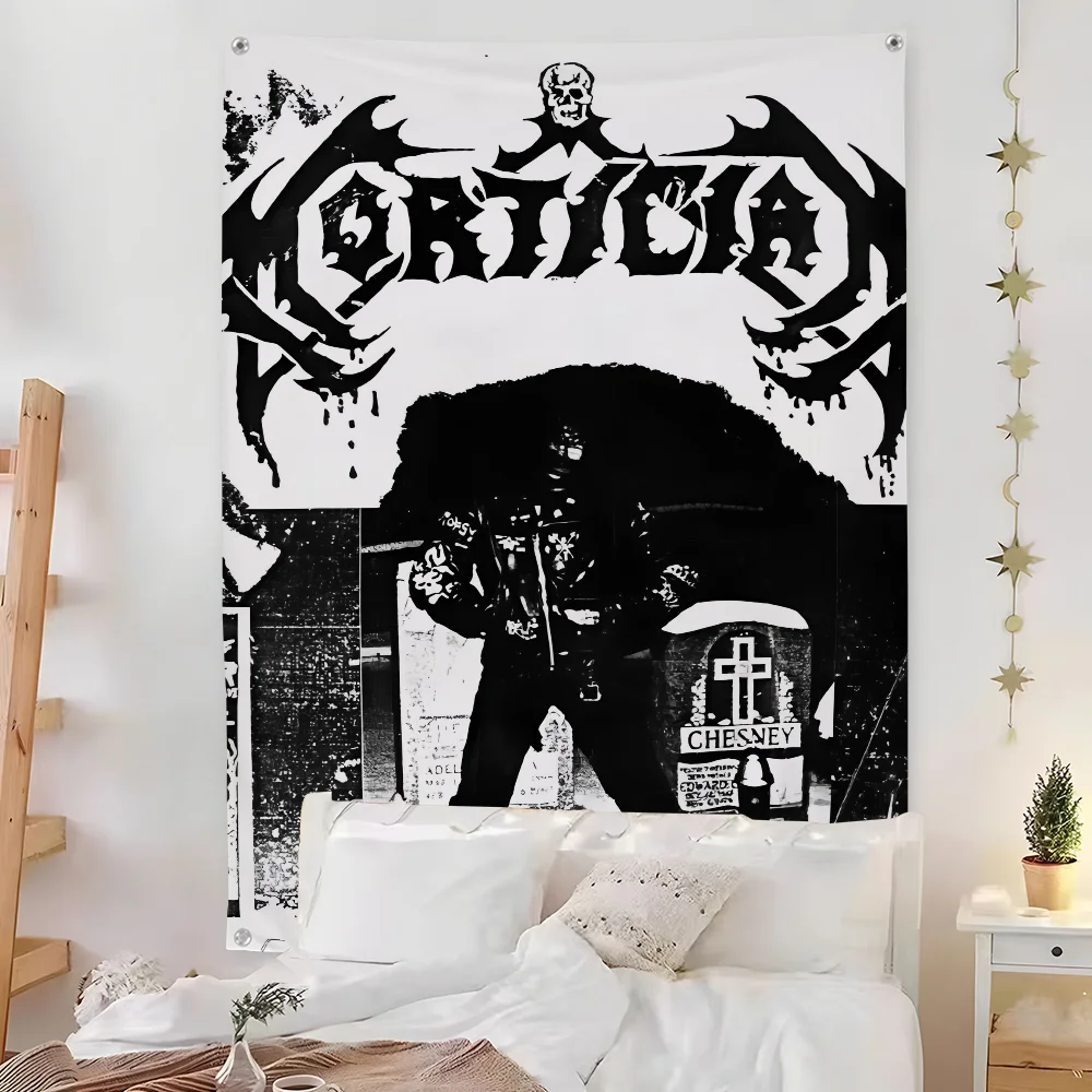 Black Metal Band Logo Wall Tapestry Heavy Rock Gothic Art Decor Bedroom Enhance spatial aesthetics without flagpole Quick Setup