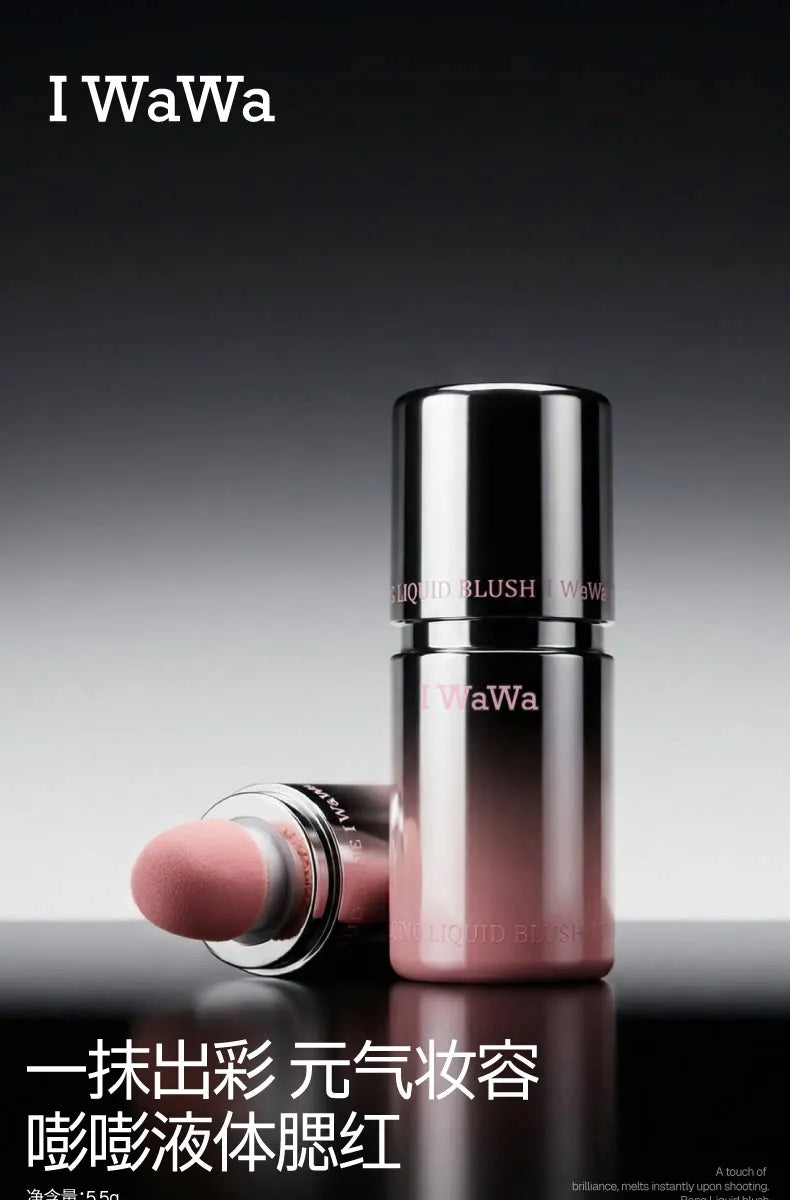 I wawa Bang Bang Liquid Blush,Cheek & Lip Tint,Natural Water Glow Dewy Finish,Long-Lasting Face Makeup Blusher Stick