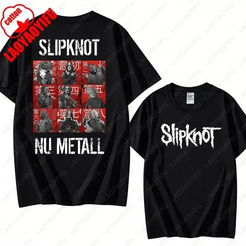 Vintage S-Slipknots Prepare for Hell Tour Black Cotton Tshirt Heavy Metal Rock Band Men Women  Hip Hop Aesthetic Graphic Tshirts