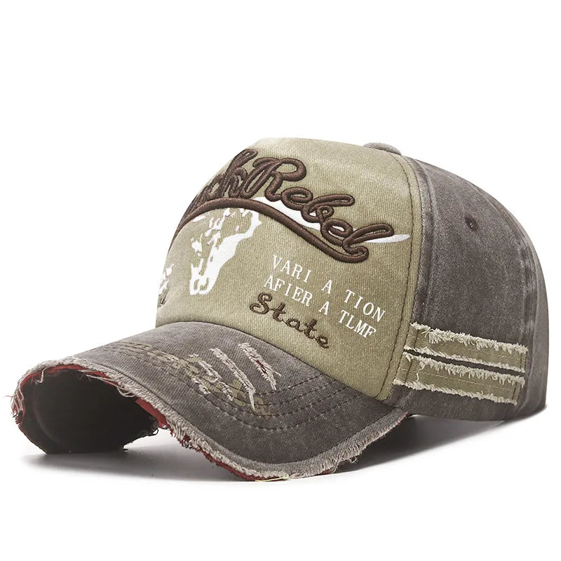 Four Seasons  Baseball Cap Casual Wash Embroidered Cap Curved Brim Bowler Sun Hat Vintage distressed