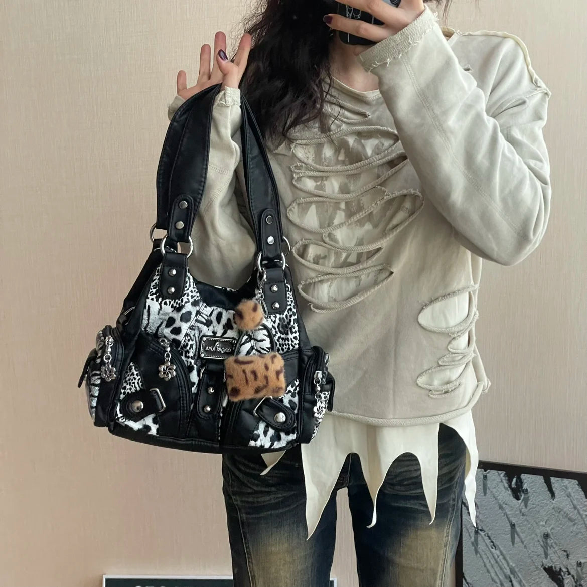 Angel Kiss Soft Tote Bag Women Handbags Small Top-handle Fashion Satchel Multi-Pockets Crossbody Shoulder Bag Hobos Phone Pack