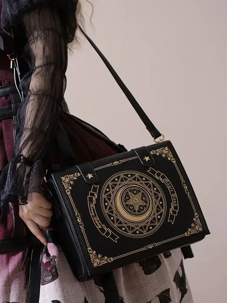Lolita Y2K Star Moon Magic Book Shoulder Ita Bag Women's Girls Gothic Vintage Mini Backpacks Fashion Cute Crossbody Handbags