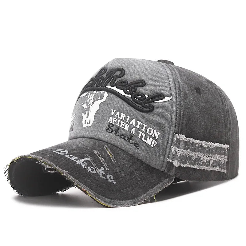Four Seasons  Baseball Cap Casual Wash Embroidered Cap Curved Brim Bowler Sun Hat Vintage distressed
