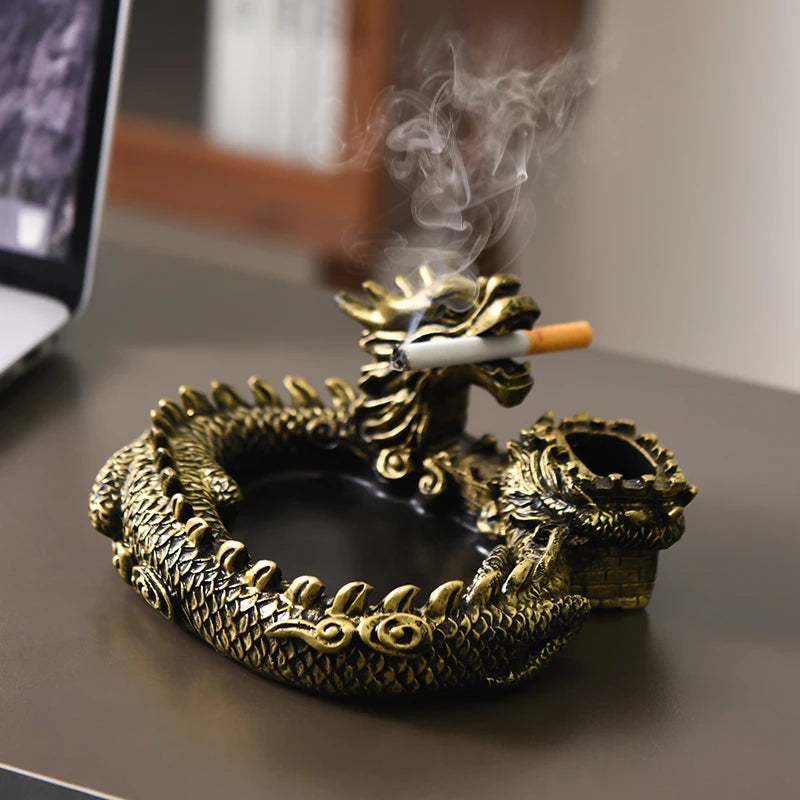 Creative Panlong Ashtray Series Decoration Living Room Office Desktop Decoration Retro Home Multi Functional Gift for Boyfriend