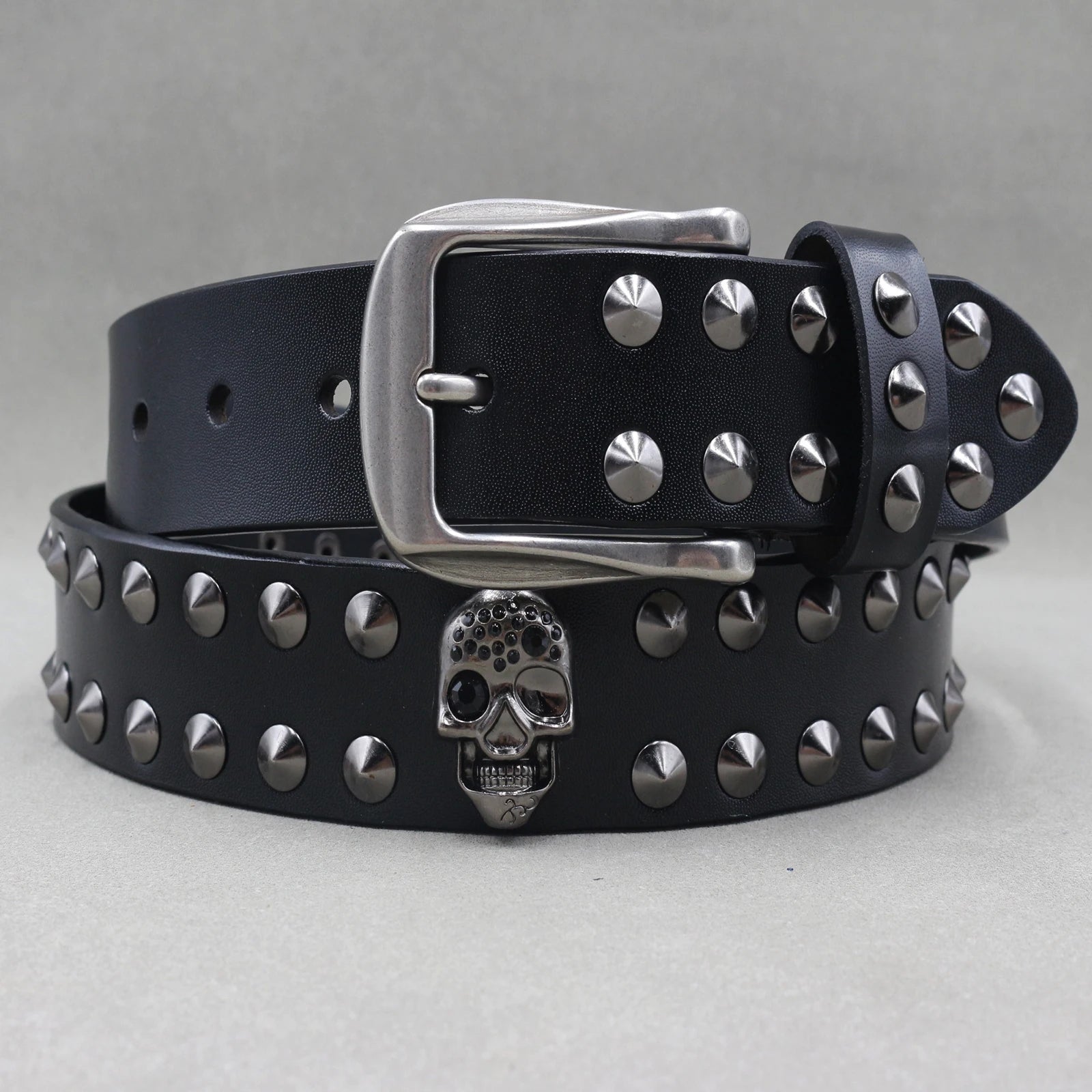 Metal Rivet Belt Luxury Designers Men Rivet Punk Belt Cow Genuine Leather Cintos Masculinos Male Women Rock Hip Hop Strap Waist