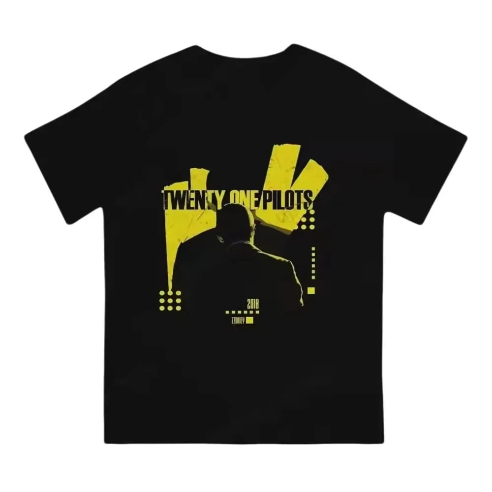 Twenty One Pilots Band World Tour Back T-shirt Women Men Short Sleeve Oversized Rapper Hip Hop Punk Street Harajuku Unisex Tees