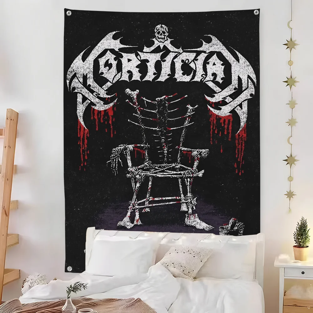Black Metal Band Logo Wall Tapestry Heavy Rock Gothic Art Decor Bedroom Enhance spatial aesthetics without flagpole Quick Setup