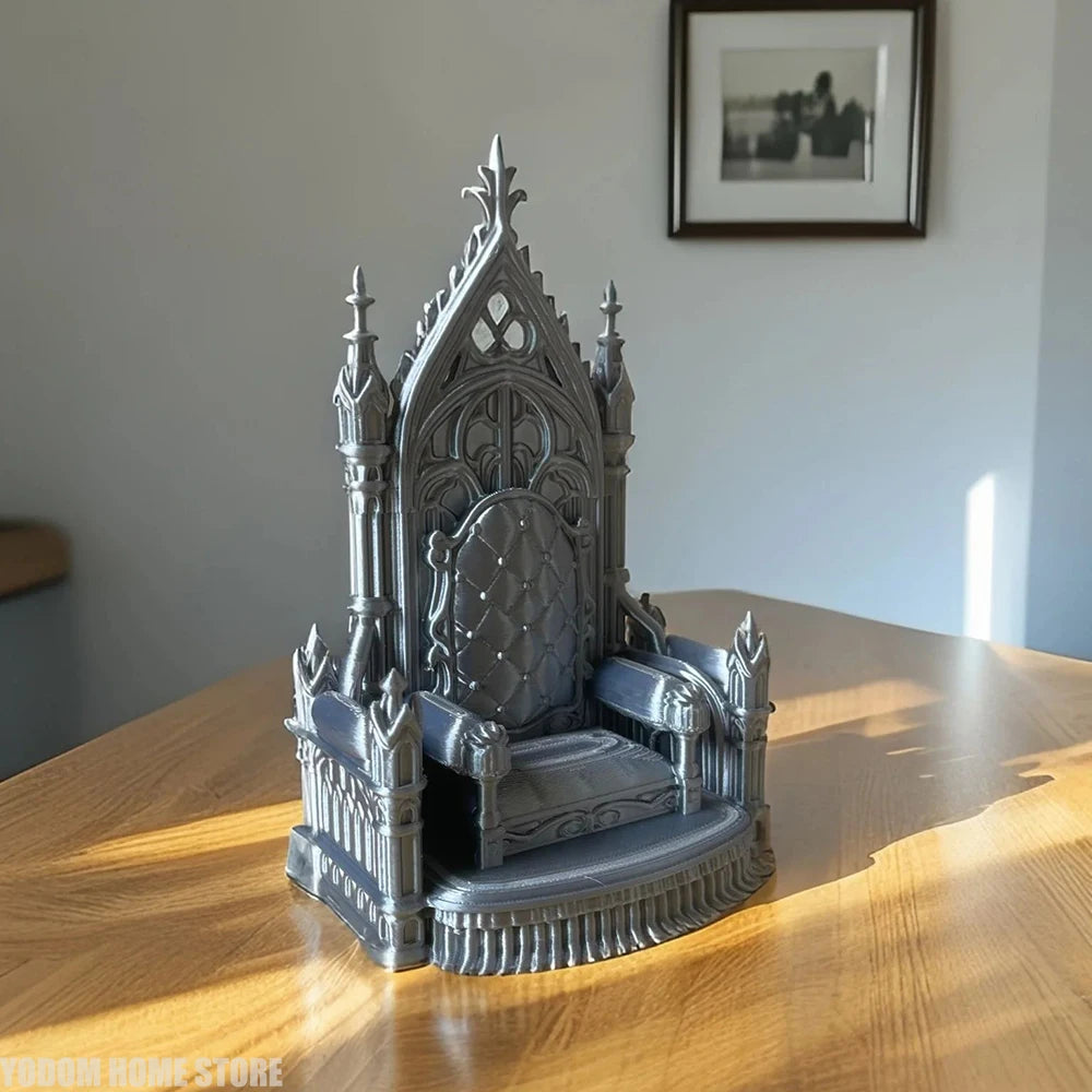 3d Printed Gothic Style Throne Exquisite Patterns Cool Look for 1/12 1/14 Doll Figure Home Decor Desk Decoration