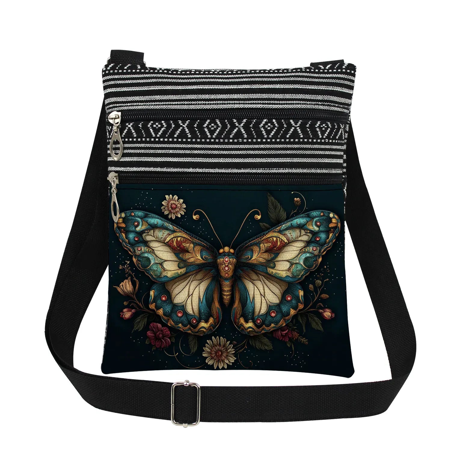 Bohemian-style Moth Unisex Crossbody Bag Adjustable Strap Men's Crossbody Bag Women's Outdoor Shoulder Bag