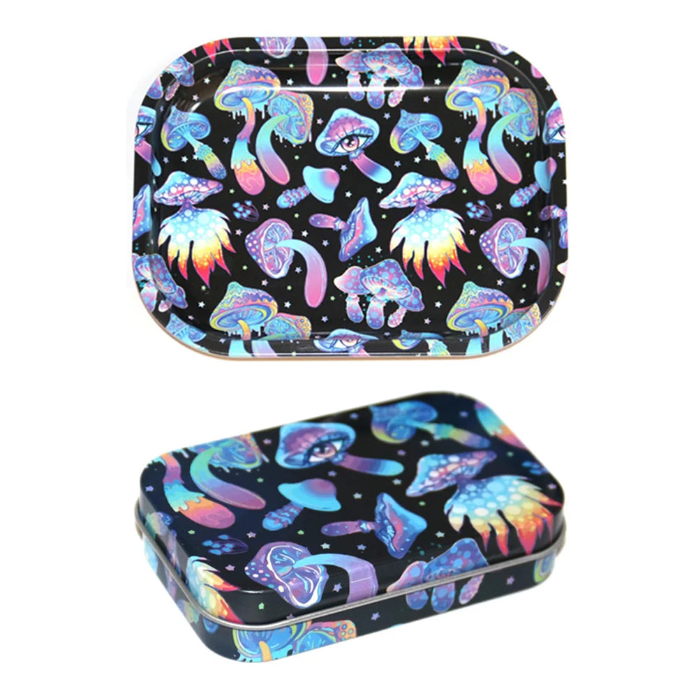 18*14cm Metal Rolling Storage Tray with  TinPlate Storage Box Tobacco Cigarettes Cases Holder Smoking Accessories